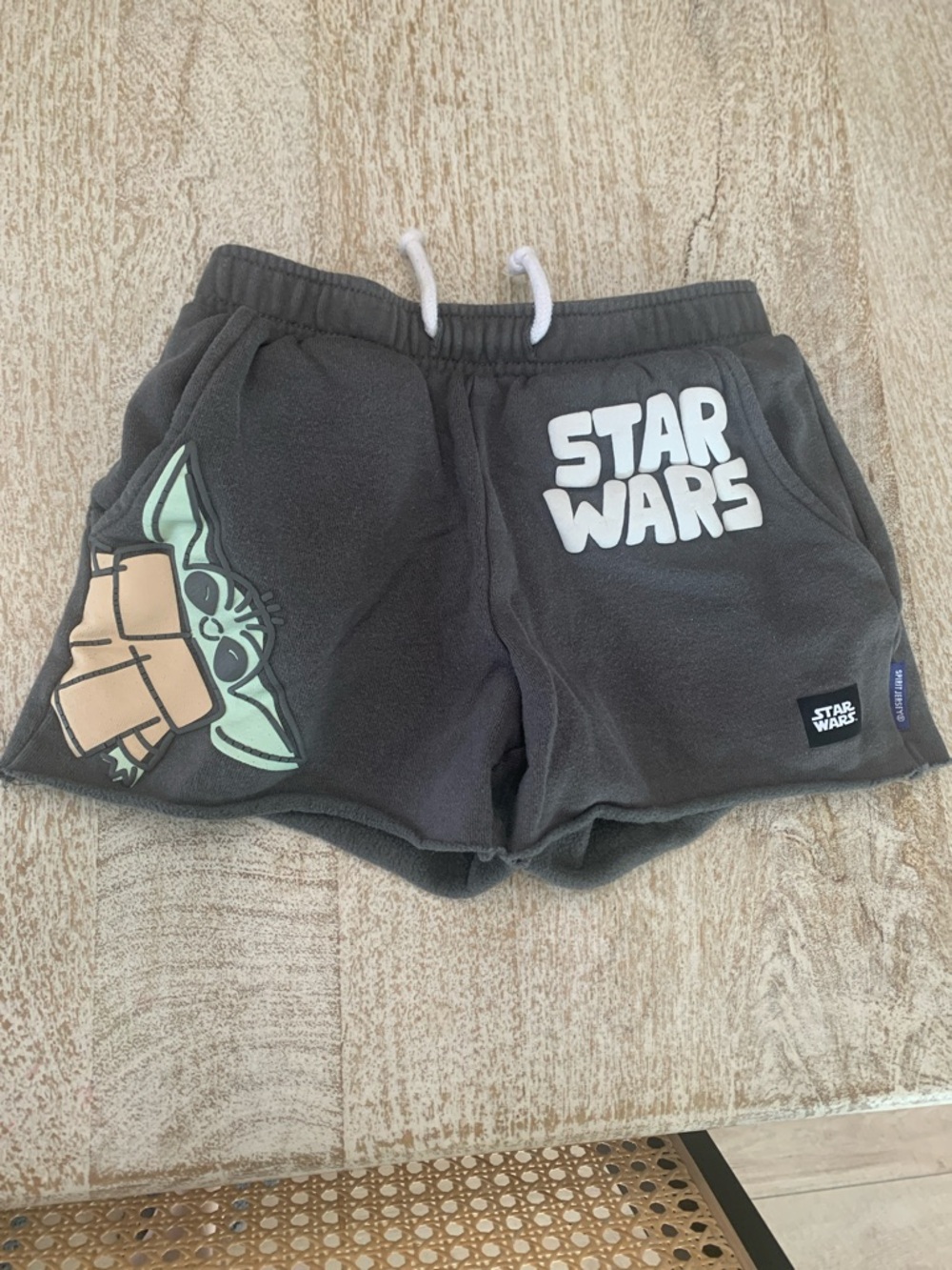 Star Wars Gray Kids Shorts with Grogu Graphic